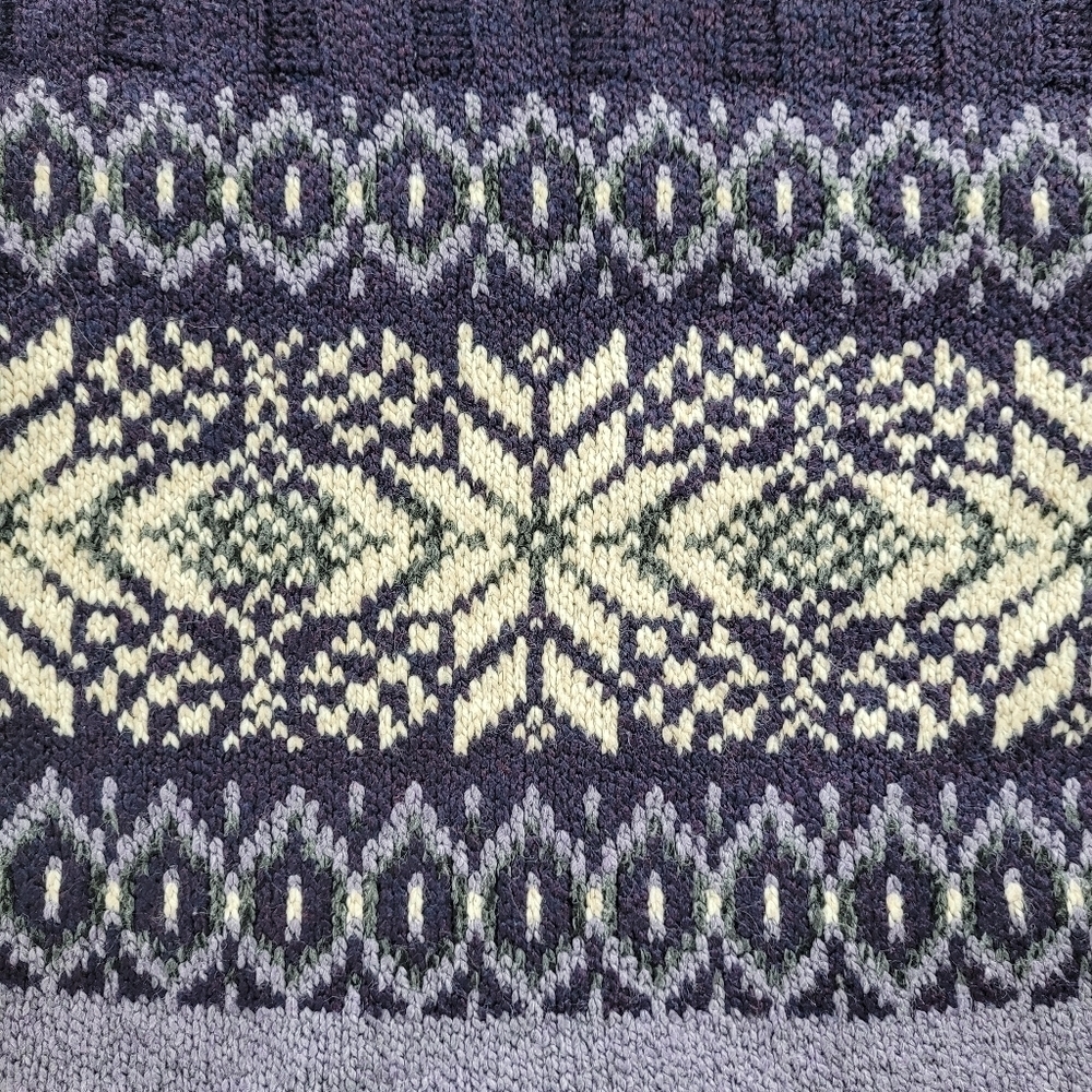 Sweater Project purple lavender ivory ski sweater turtleneck cozy hygge sport M - Picture 9 of 10